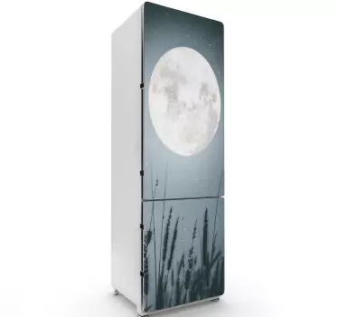 Sticker frigo scène d'herbe au clair de lune - TenStickers