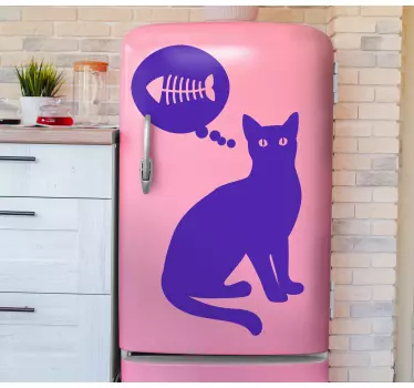 Sticker frigo silhouette de chat pensif - TenStickers