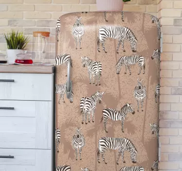 Sticker frigo zèbres sur beige - TenStickers