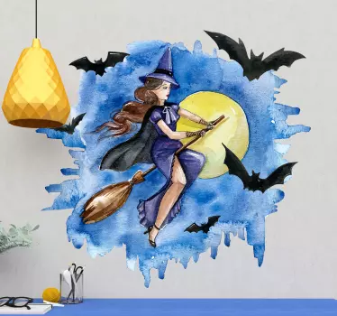 Sticker Mural aquarelle sorcière - TenStickers