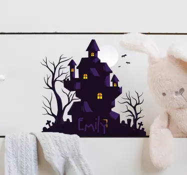 Sticker Mural maison hantée avec prénom - TenStickers