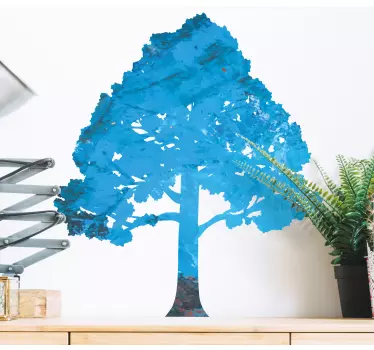 Sticker horizon arbre feuillu bleu - TenStickers