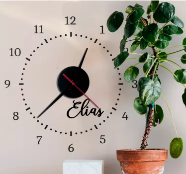 Autocollant Horloge Minimaliste Prénom Personnalisable - TenStickers