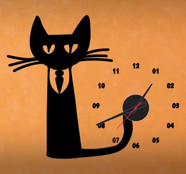Sticker horloge Monsieur Chat - TenStickers