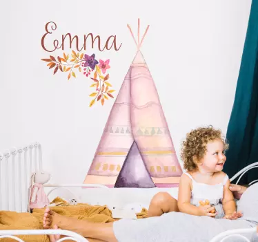 Sticker mural enfant tipi personnalisé - TenStickers