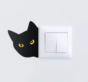 Autocollant pour interrupteur chat qui se cache - TenStickers