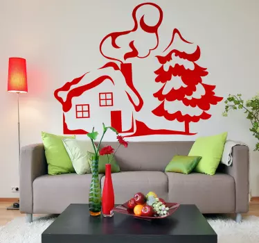Sticker maison à cheminée - TenStickers