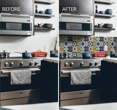 Sticker cuisine carrelage motifs multicolores - TenStickers