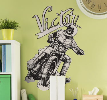 Sticker Mural Moto Nom Personnalisé - TenStickers
