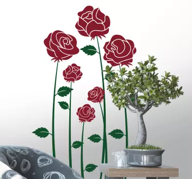 Sticker Mural Roses Rouges - TenStickers