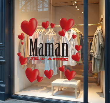Autocollant vitrine maman je t'aime - TenStickers