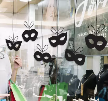 Autocollant vitrine masques de carnaval - TenStickers