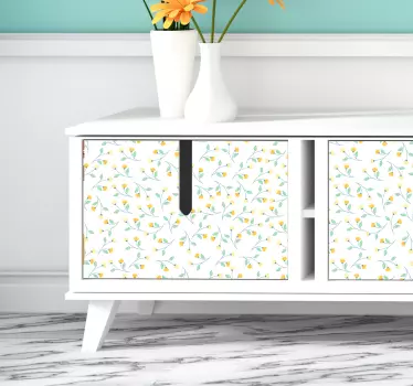 Papier autocollant meuble fleurs jaune - TenStickers