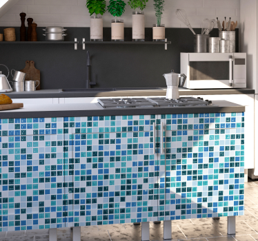 Papier autocollant meuble mosaïque bleue - TenStickers
