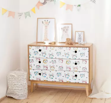 Autocollant meuble style lapin et hibou - TenStickers