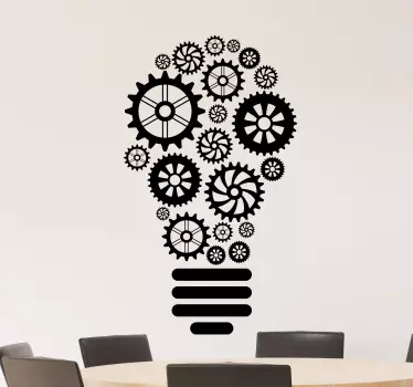 Sticker motif ampoule en engrenages - TenStickers