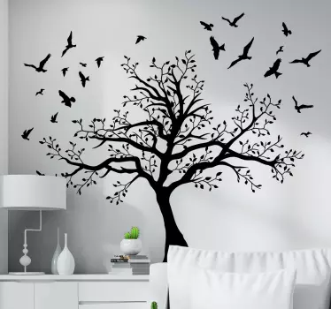 Sticker Mural Arbre avec des oiseaux - TenStickers