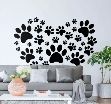 Sticker Mural Coeur de patte de chien - TenStickers
