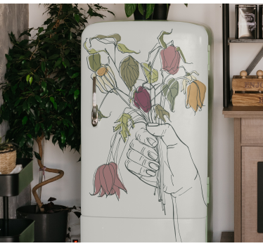 Sticker frigo bouquet de fleurs à la main - TenStickers