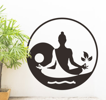 Sticker mural salon bouddha méditant - TenStickers