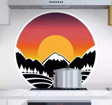 Sticker cuisine nature soleil montagne et forêt - TenStickers
