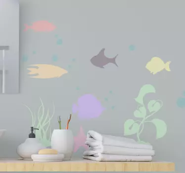 Sticker salle de bain poisson monde sous-marin - TenStickers