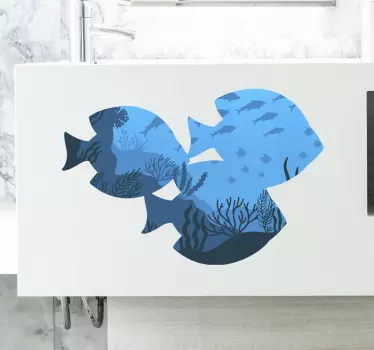 Sticker Mural Poisson et fond marin - TenStickers