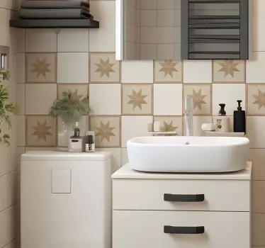 Sticker salle de bain carrelage étoile marron - TenStickers
