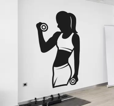 Sticker mural Sport Gym femme et haltère - TenStickers