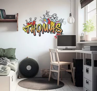 Sticker urbain prénom tag avec aérosols - TenStickers
