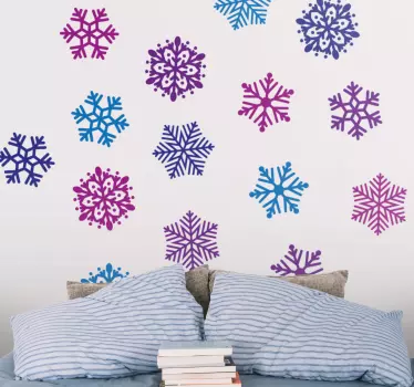 Sticker noël motif flocons colorés - TenStickers
