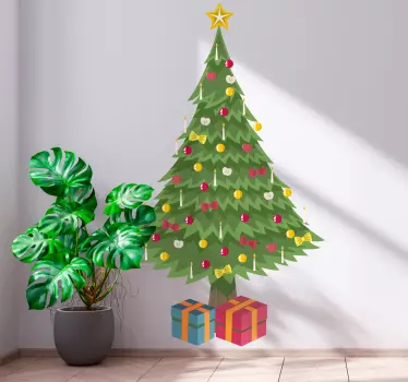 Sticker noël arbre de fête Éclatant - TenStickers