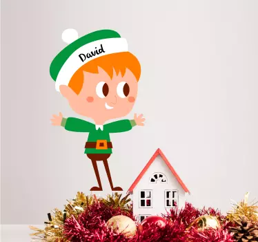 Sticker de Noel Dessin Elfe Personnalisé - TenStickers