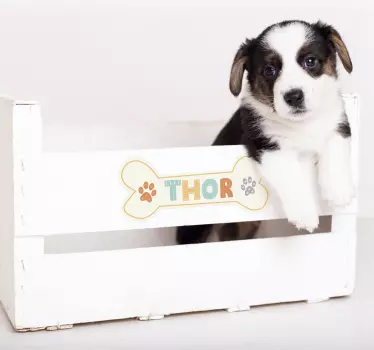 Autocollant nom pour niche de chien personnalisable - TenStickers