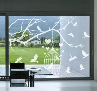 Sticker d'Oiseau cage et branche - TenStickers