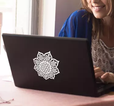 Sticker ordinateur fleur mandala - TenStickers