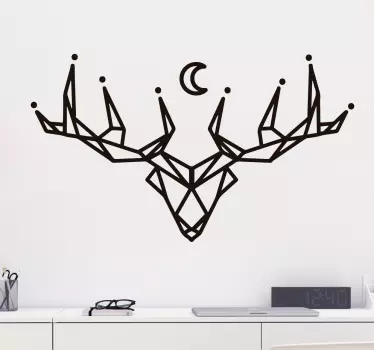 Sticker origami cerf et lune - TenStickers
