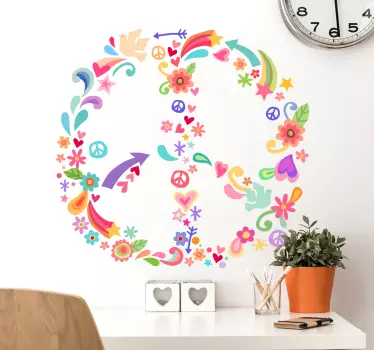 Sticker paix hippie - TenStickers