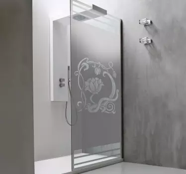 Sticker paroi douche fleurs art nouveau - TenStickers