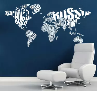 Sticker planisphère texte - TenStickers