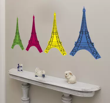 Sticker Paris 4 Tours Eiffel style pop art - TenStickers