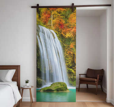 Sticker porte cascade d'automne - TenStickers