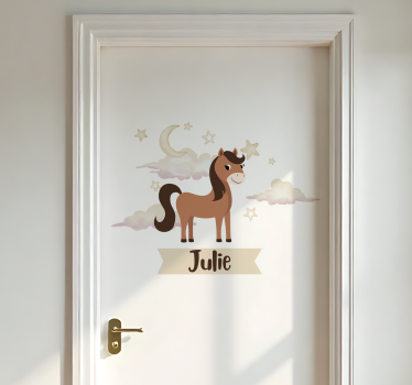 Sticker porte cheval personnalisé pour chambre d'enfants - TenStickers