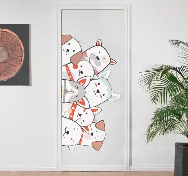Sticker de Porte chiens qui jètent un coup d'oeil dehors - TenStickers