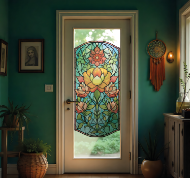 Sticker porte conception de mosaïque verte - TenStickers