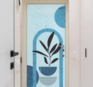 Sticker porte éléments végétaux abstraits - TenStickers