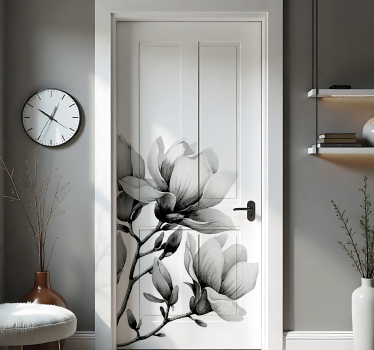 Sticker porte fleurs noires et blanches - TenStickers