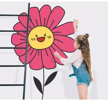 Sticker porte illustration de fleur souriante - TenStickers
