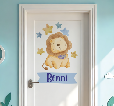 Sticker porte lion pour chambre d'enfants - TenStickers