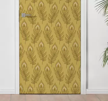 Sticker porte motif feuillage arrangé - TenStickers